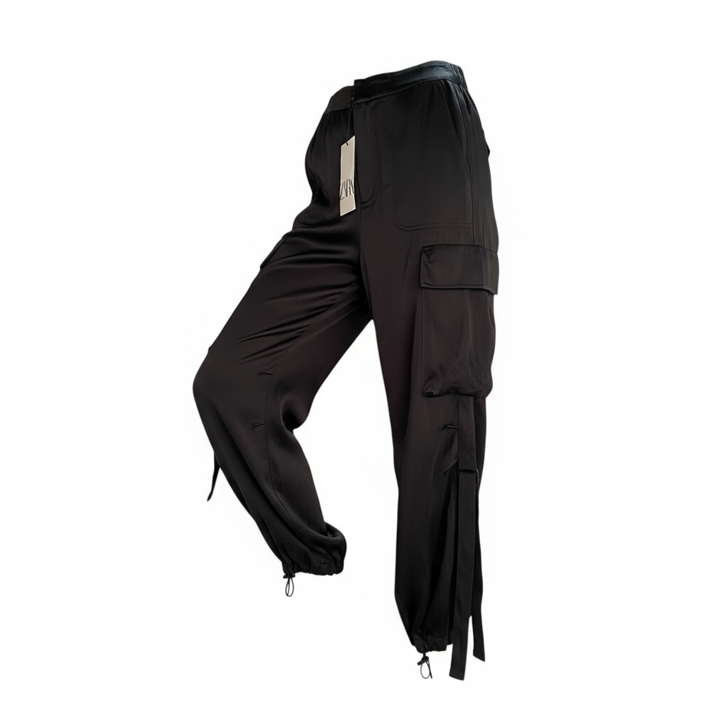Pantalón Cargo Satinado Mujer ZARA– Talla XS