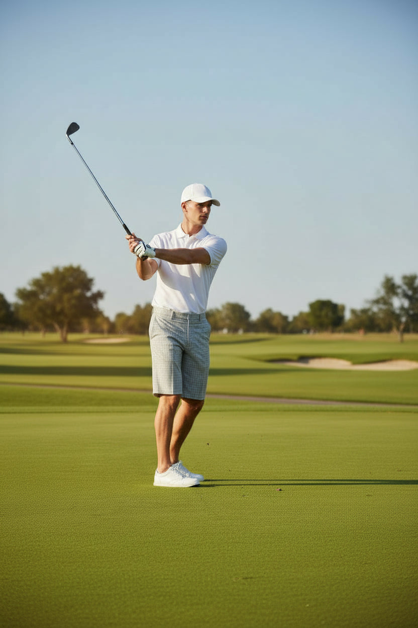 Bermudas para hombre de deporte golf talla 30 color blanco y gris a cuadros marca NICKLAUS