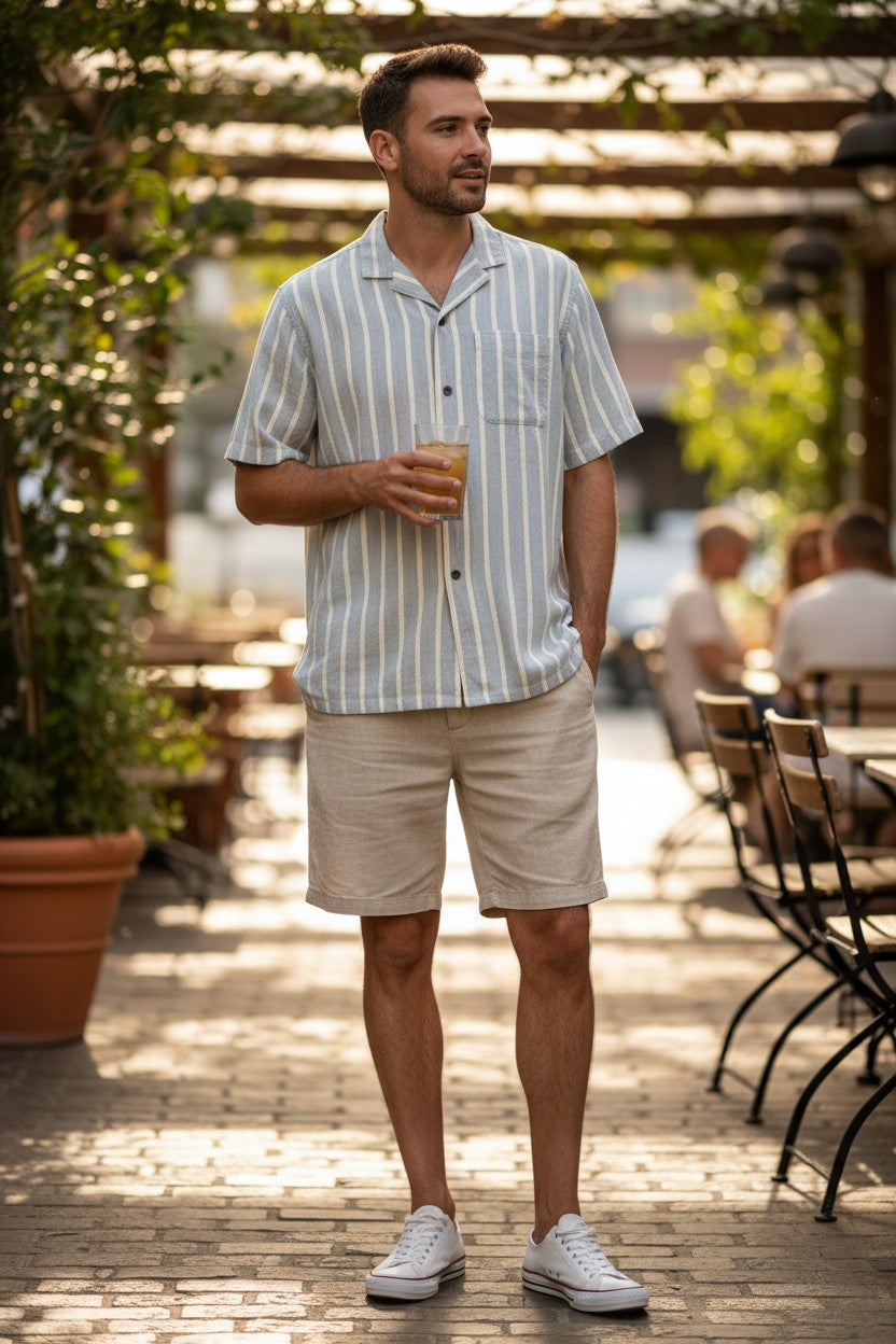 Camisa formal para hombre verde con rayas talla L marca OLD NAVY
