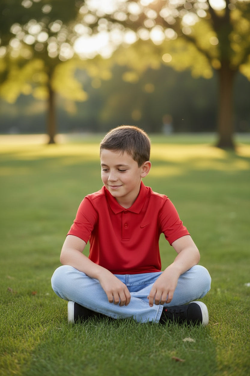 Camisa de Golf para Niño NIKE Talla L – Color Rojo (Única Pieza)