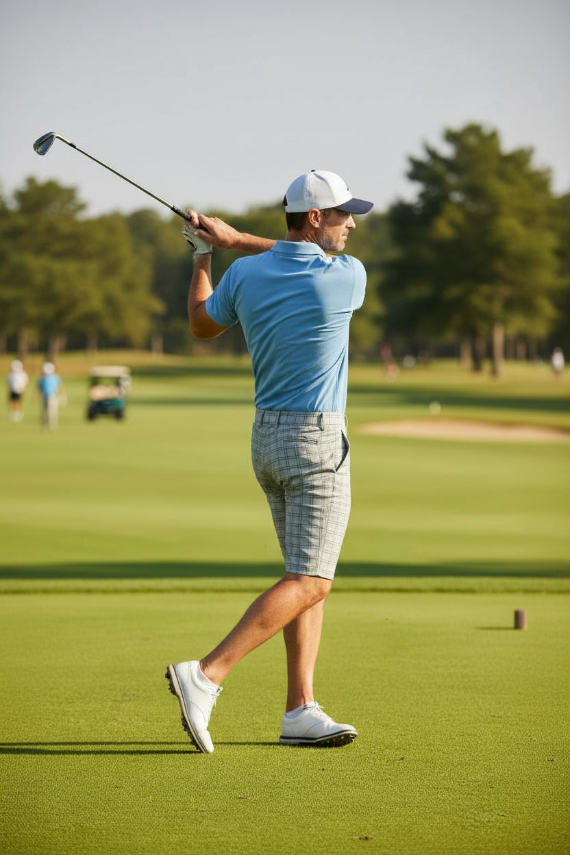 Bermudas para hombre de golf talla 34 color blanco y gris a cuadros – marca PGA TOUR