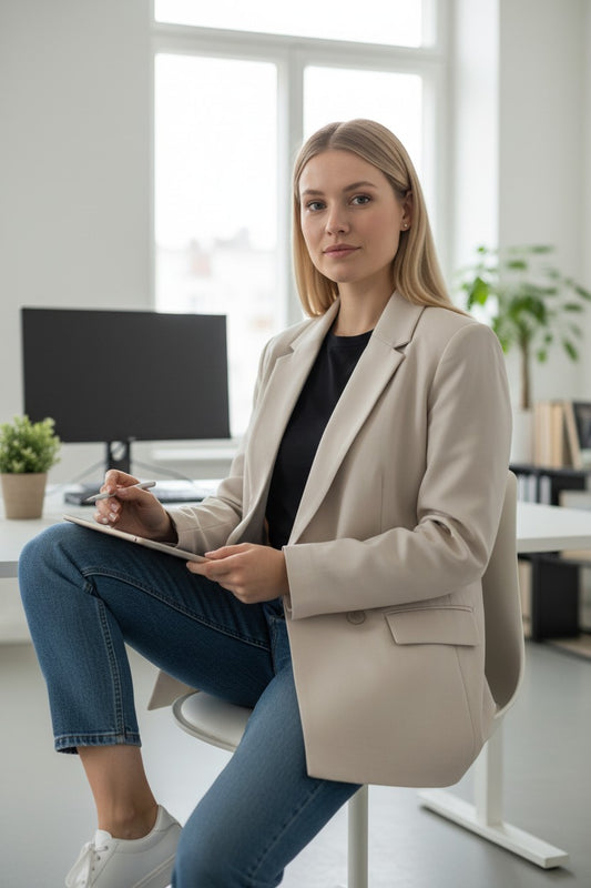 Blazer para Dama Talla M – Color Beige Elegante (Pieza Única)