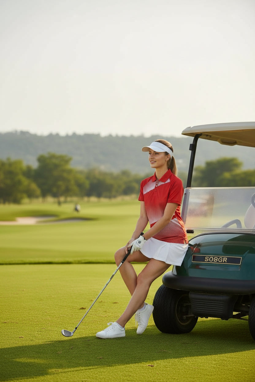 Blusa de Golf para Dama Golf Talla M – Color Rojo marca CLOVERY (Única Pieza)