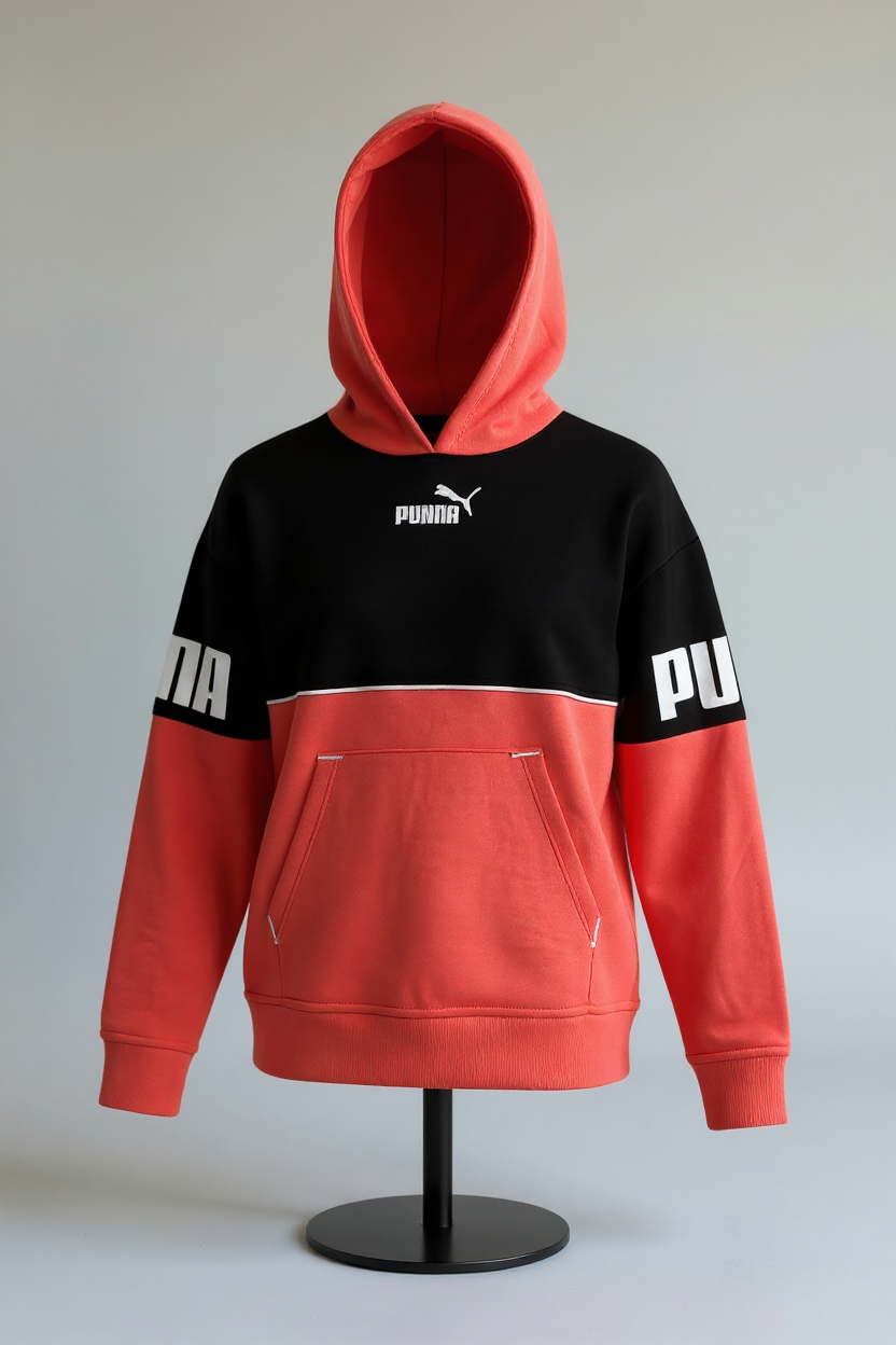 Sudadera Coral y Negra con Capucha para Niña PUMA– Talla S (9-10 años)