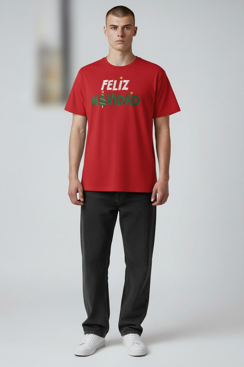 Camisa navideña “Feliz Navidad” para hombre marca WONDERSHOP – Roja – Talla L – Única Pieza