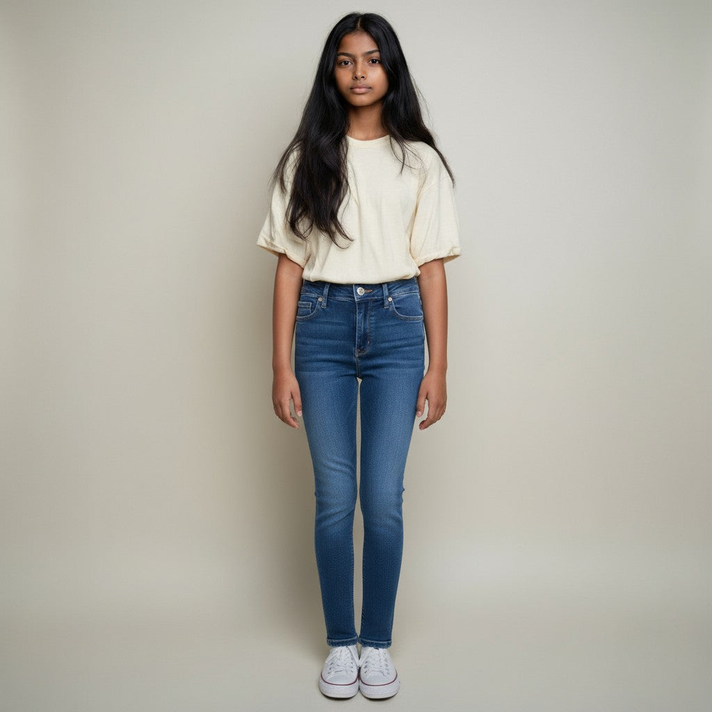 Pantalón Skinny de Mezclilla para Niña JUMPING BEANS Talla XS – Color Mezclilla Oscuro