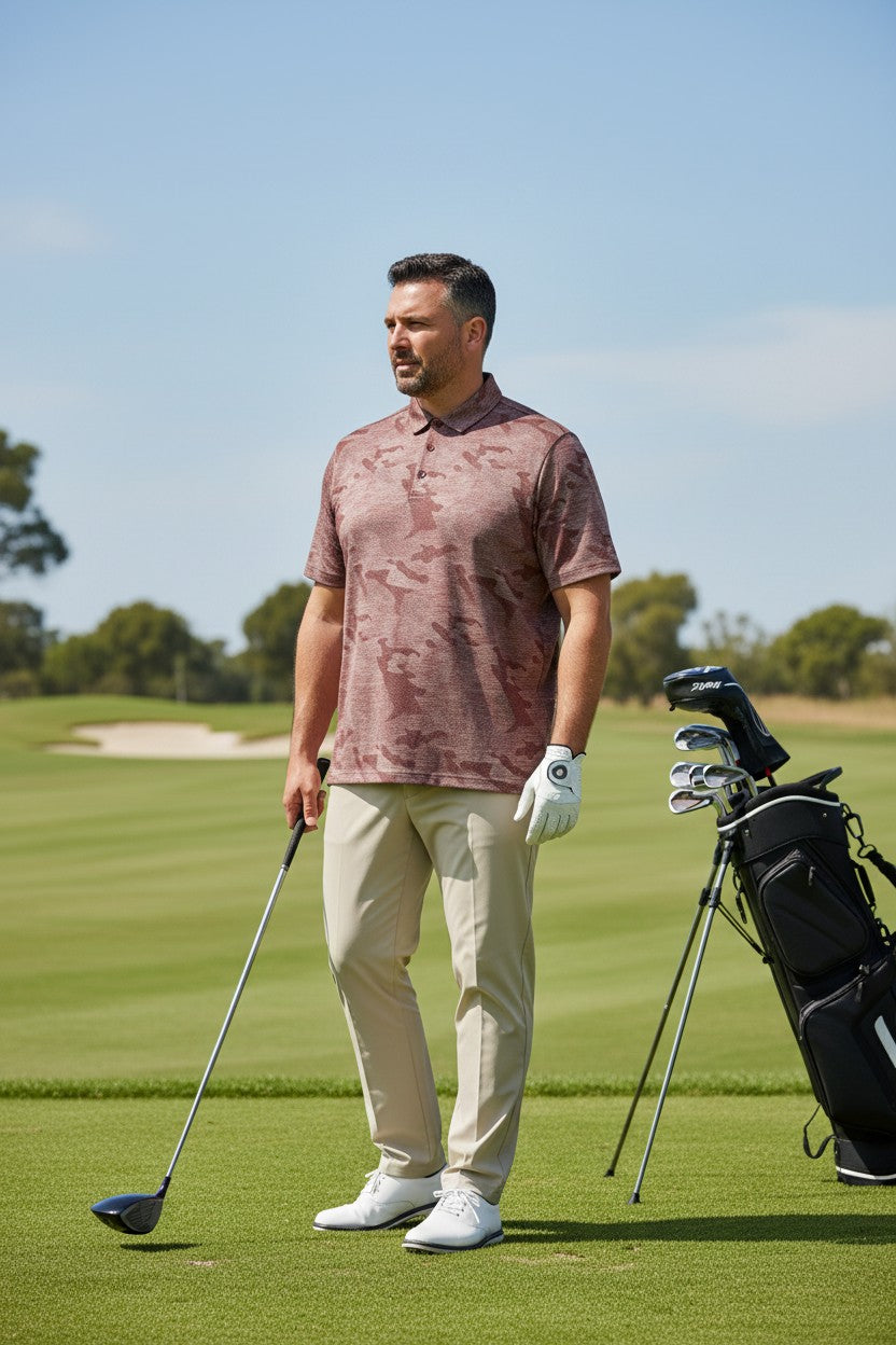 Camisa de golf para hombre talla L color café marca WALTER HAGEN– pieza única
