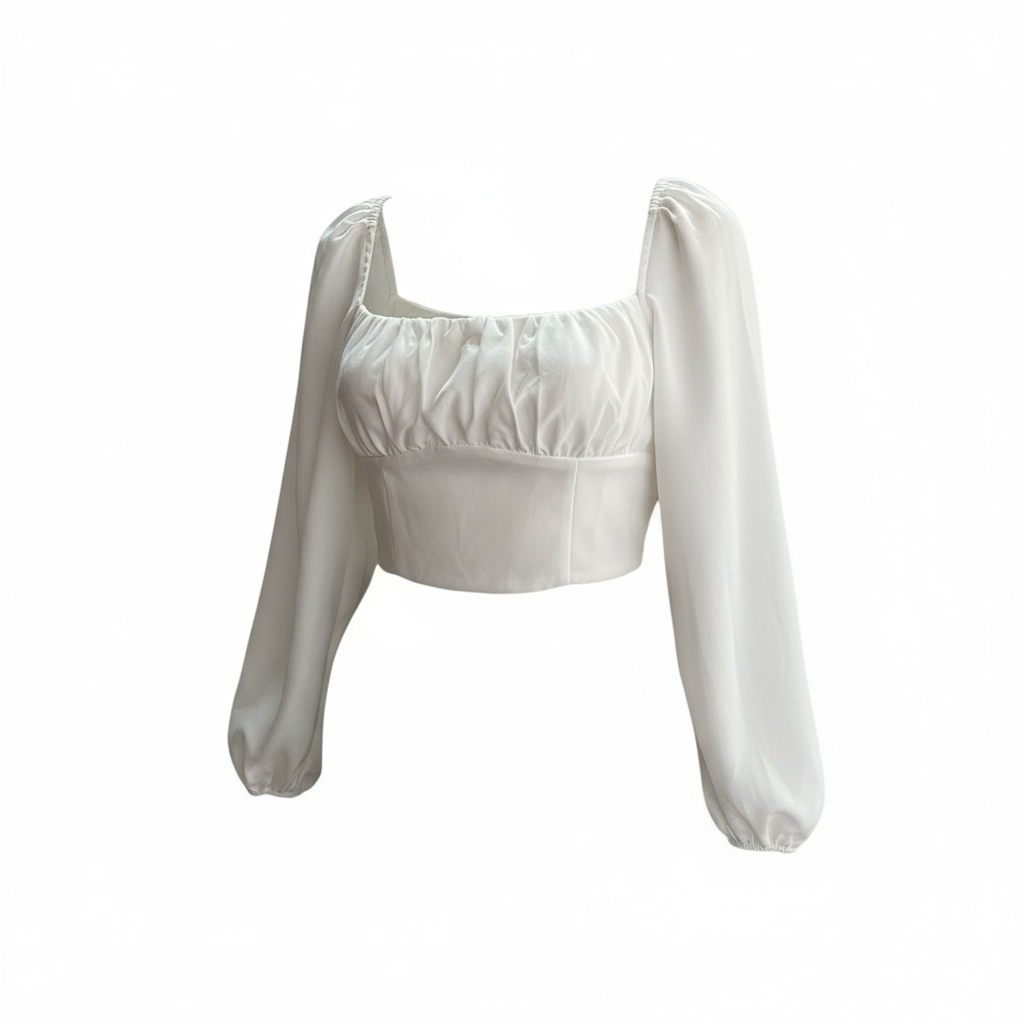 Top Corto Blanco con Mangas Largas PRINCESS POLLY – Talla S
