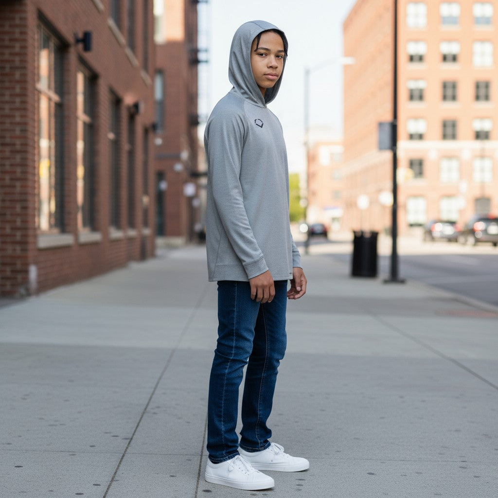 sudadera deportiva, EVOSHIELD, hoodie, gris, hombre, entrenamiento, última pieza