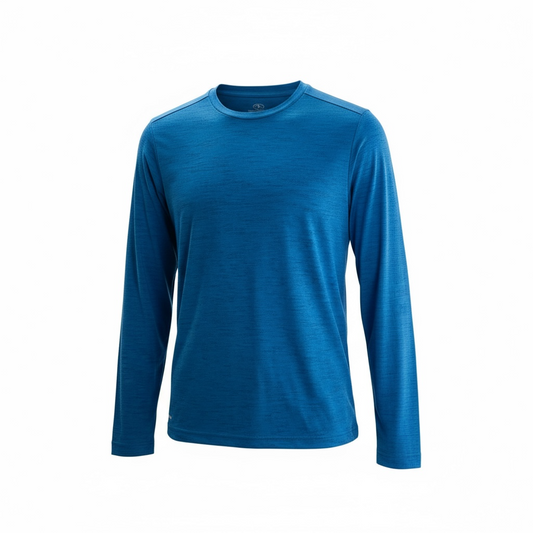 ATHLETIC, deportiva, camisa manga larga, azul, gym, running, entrenamiento, última pieza