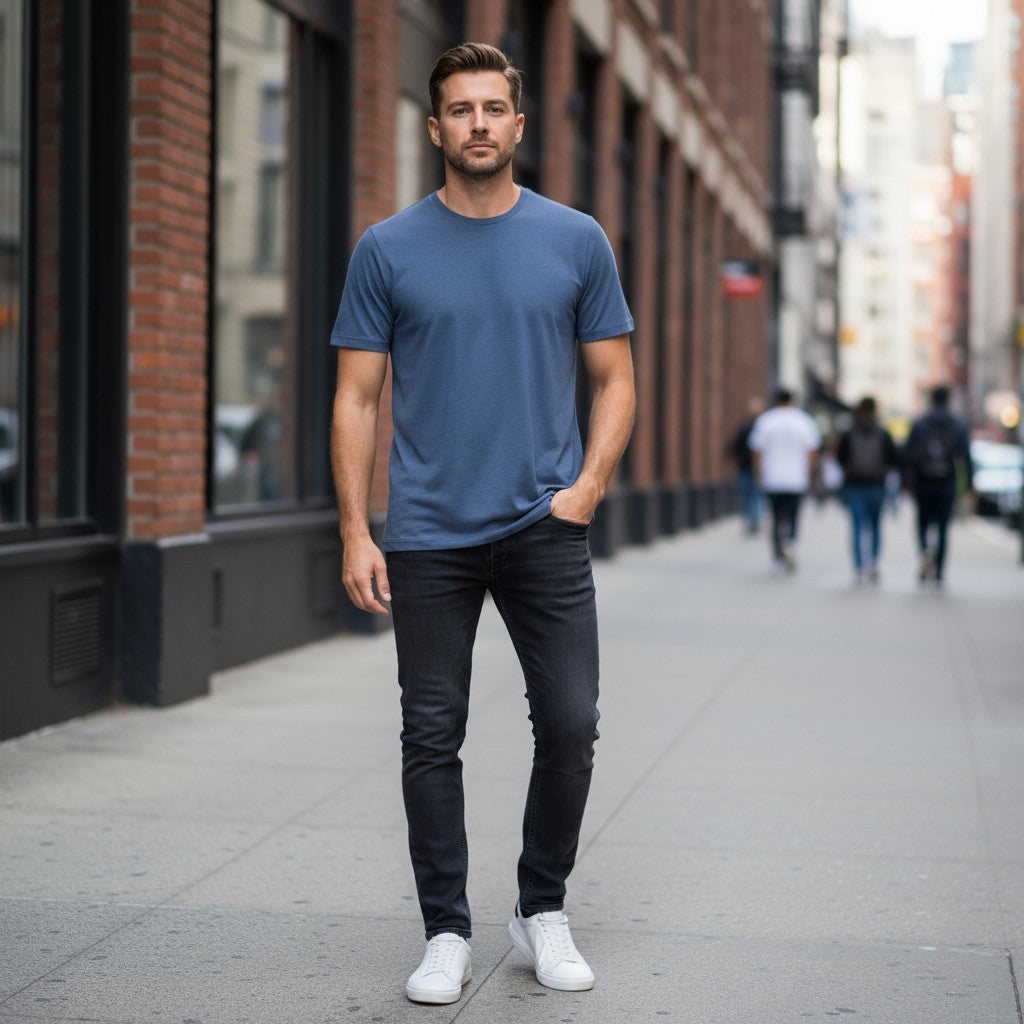 Camisa de Hombre marca BEARBOTTOM, deportiva, azul, gym, casual, entrenamiento, última pieza