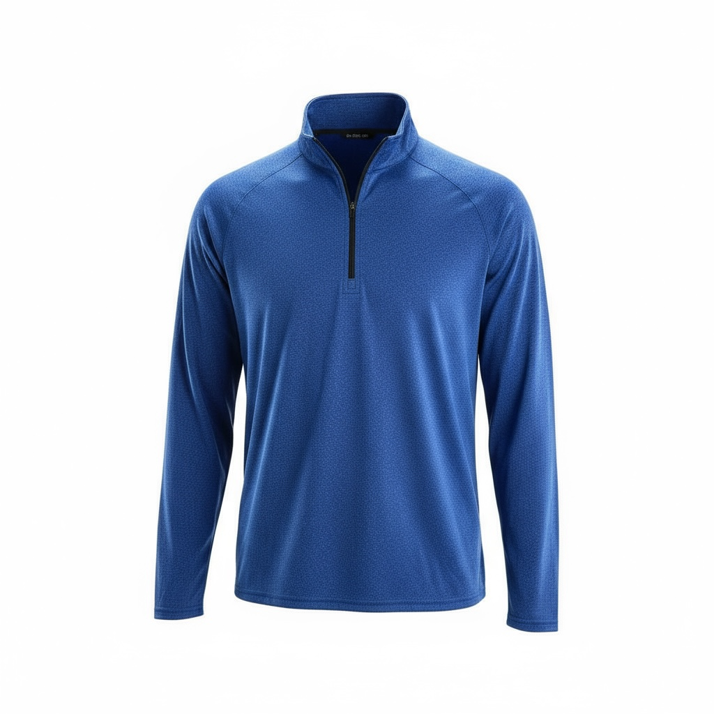 Sudadera deportiva para hombre con cierre al cuello marca ELEVATE– Azul – Talla L