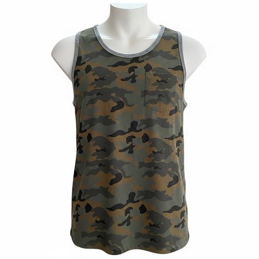 Camisa deportiva sin mangas para hombre marca OLD NAVY — Verde militar — Talla L