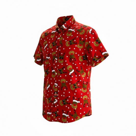 Camisa formal navideña para hombre color rojo talla M marca DENIM & FLOWER