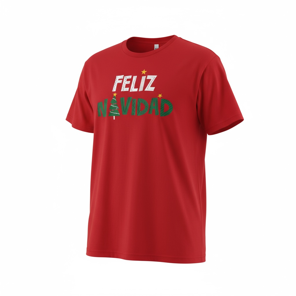 Camisa navideña “Feliz Navidad” para hombre marca WONDERSHOP – Roja – Talla L – Única Pieza