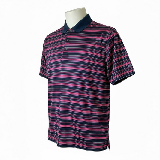 Camisa de golf para hombre talla XL marca WALTER HAGEN — Fucsia y azul marino a rayas
