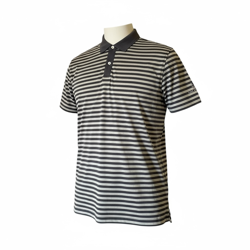 Camisa de golf para hombre talla M blanco y negro a rayas marca PETER MILLAR– Pieza única