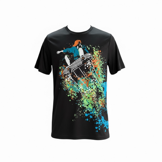 Camisa negra con estampado de skate para niño adolescente talla L – Única pieza marca ATHLETIC