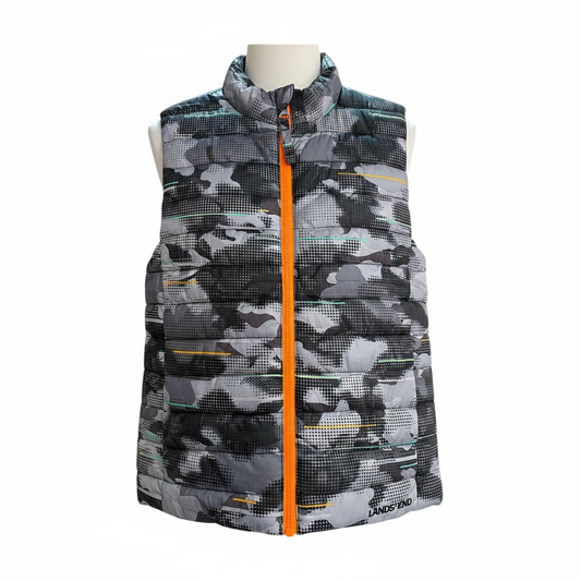 Chaleco para niño Lands’ End – Talla S (6/7 años) – Color gris camo