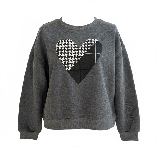 Suéter kids Niña marca Derek Heart Talla S – Gris con Corazón (Pieza Única)