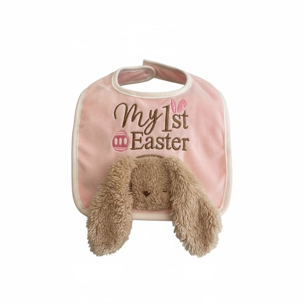Babero para Bebé Niña marca Easter – Rosa con Conejito (Pieza Única)
