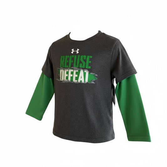 Camisa de Manga Larga kids Niño marca Under Armour Talla 3 Años – Gris y Verde (Pieza Única)