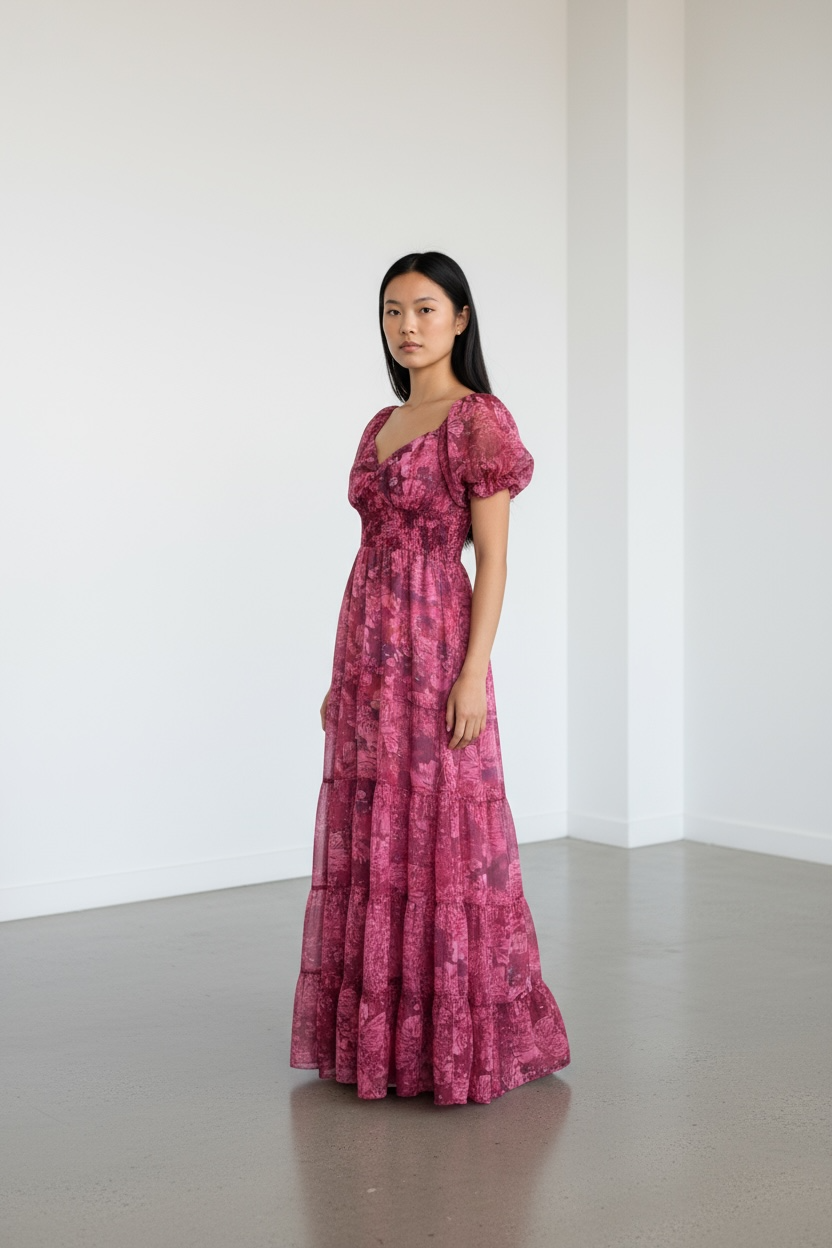 Vestido Floral Fucsia- Talla S