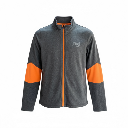 Sudadera para niño color gris con detalles naranja – talla L – marca EVERLAST