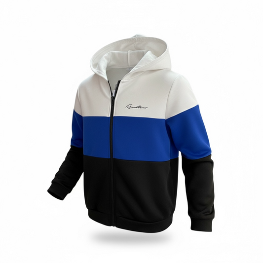 Sudadera para niño color blanco, azul y negro marca SHEIN– talla L (11/12 años)