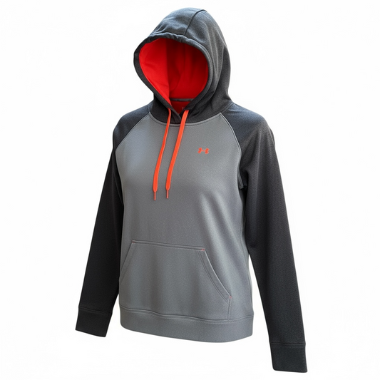 Sudadera Under Armour Niño – Talla L Color Gris con Cordones Naranjas