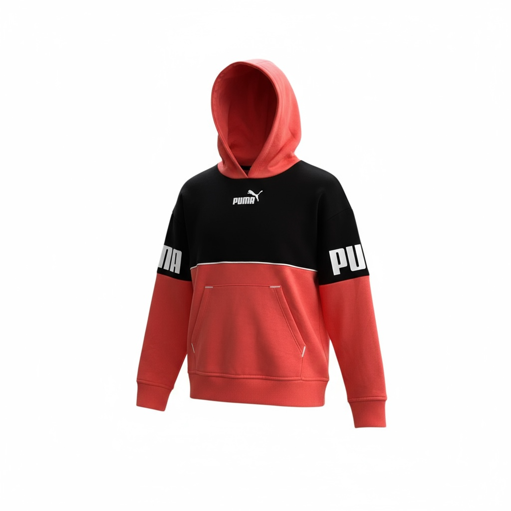 Sudadera Coral y Negra con Capucha para Niña PUMA– Talla S (9-10 años)