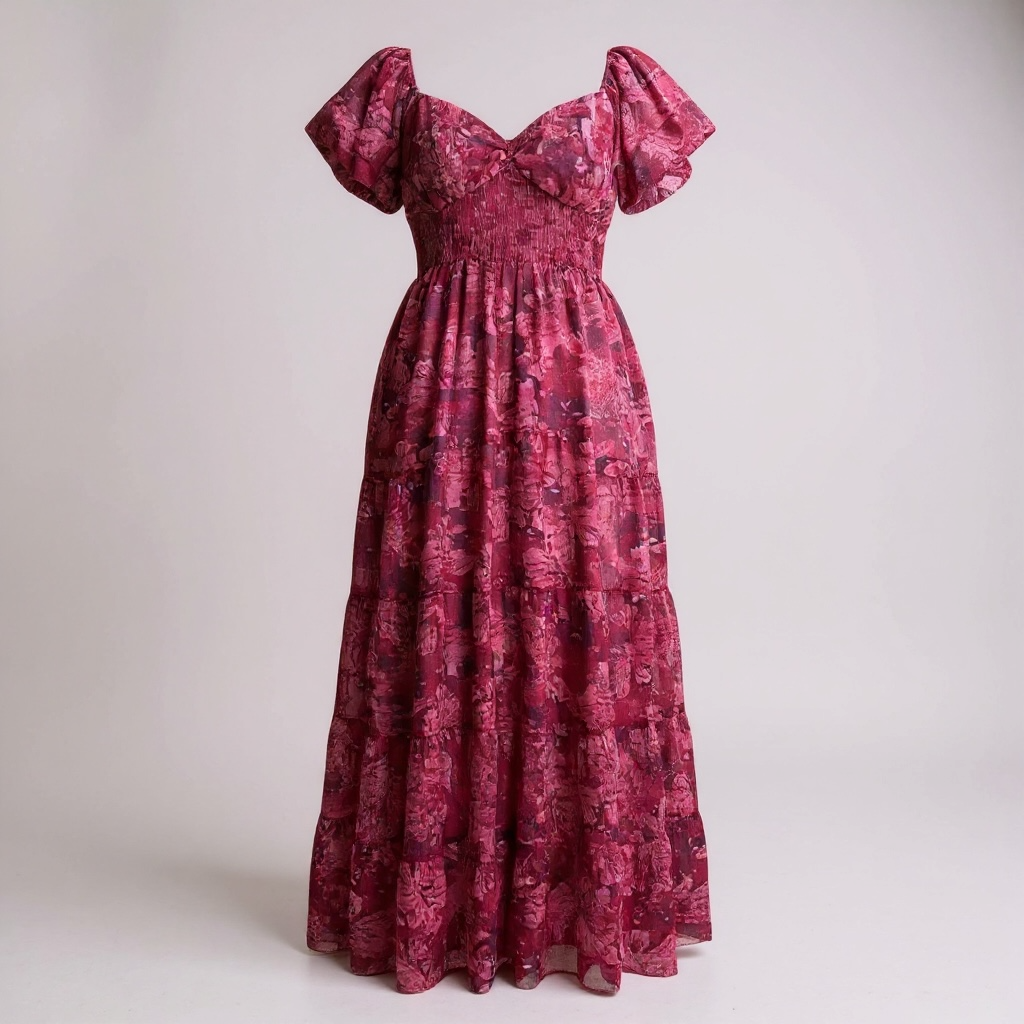 Vestido Floral Fucsia- Talla S