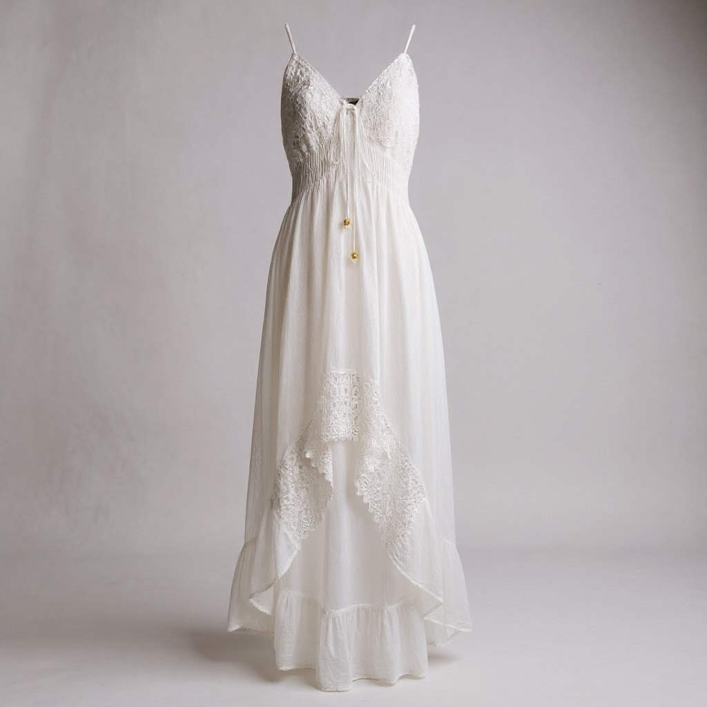 Vestido Blanco FOX’S Escote Espalda- Talla L