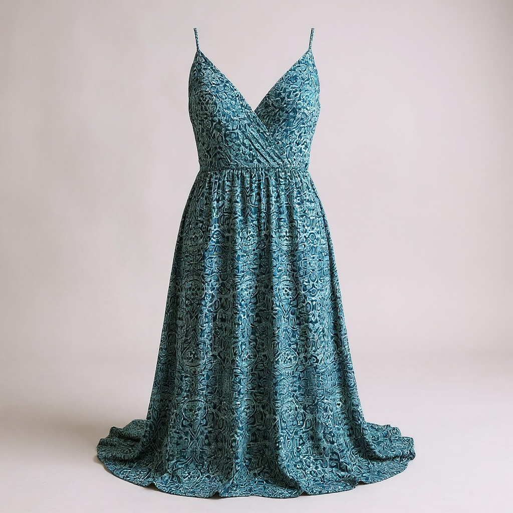 Vestido Largo Verde con Escote Corazón CHAPS- Talla L