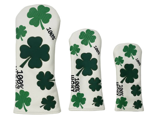 Set de Fundas para Bastones de Golf – Diseño Trébol “100% Lucky”