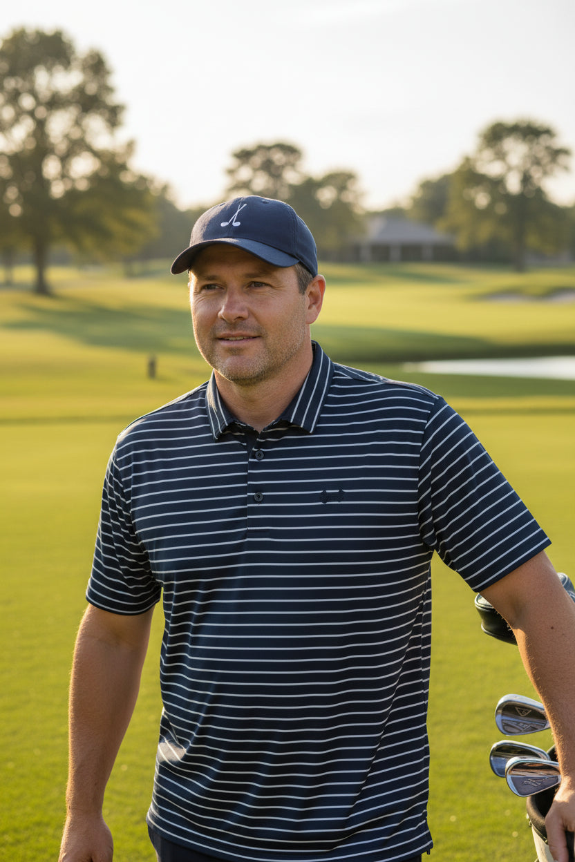 Camisa de golf para hombre XL azul marino a rayas marca UNDER ARMOUR