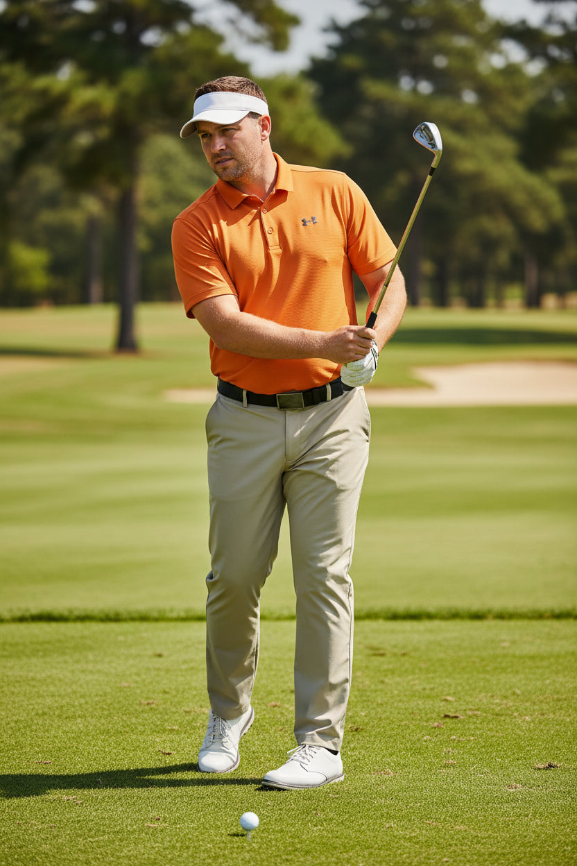 Camisa de golf para hombre Under Armour talla L color naranja