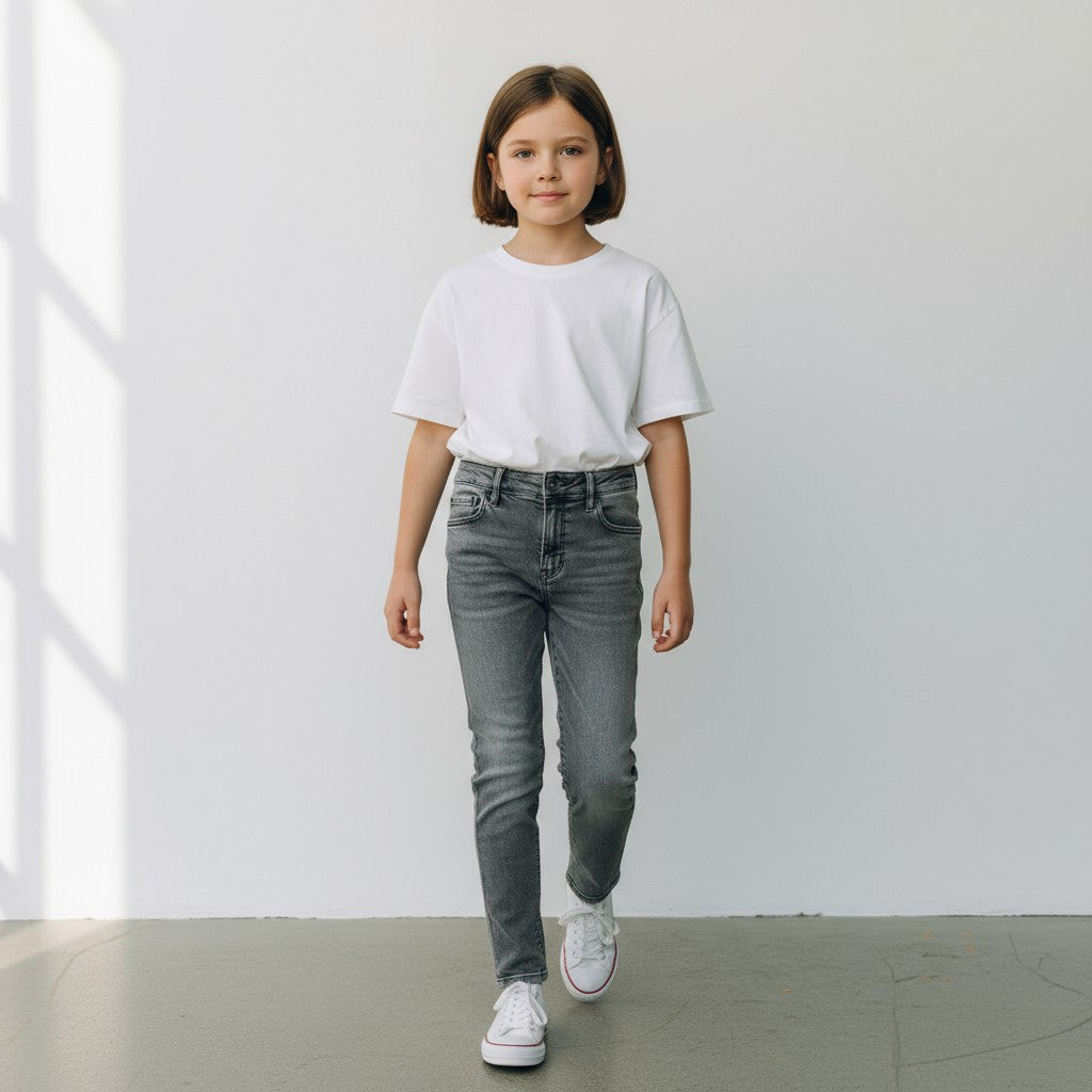 Pantalón Skinny de Mezclilla para Niña GAP Denim Talla XS – Color Gris