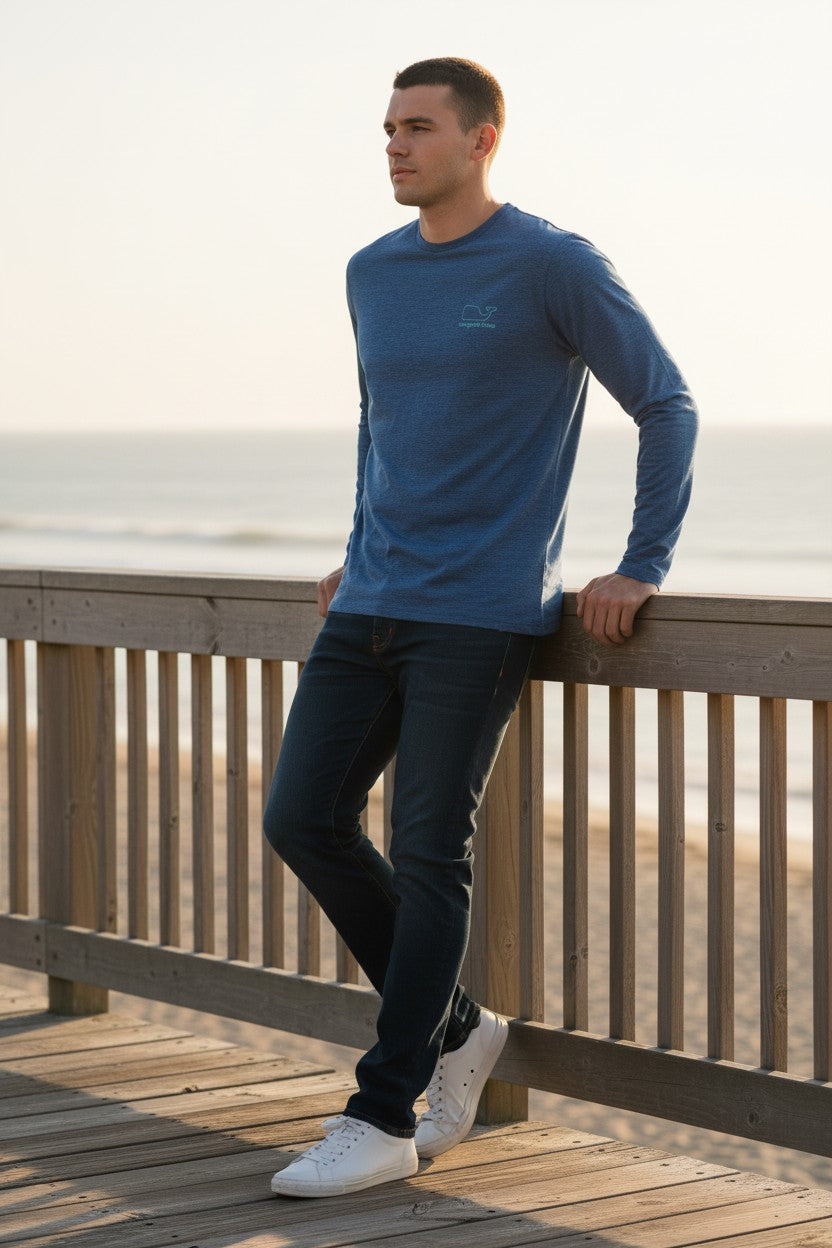 Camisa Deportiva Manga Larga para Hombre marca VINEYARD VINES– Azul Marino – Talla L