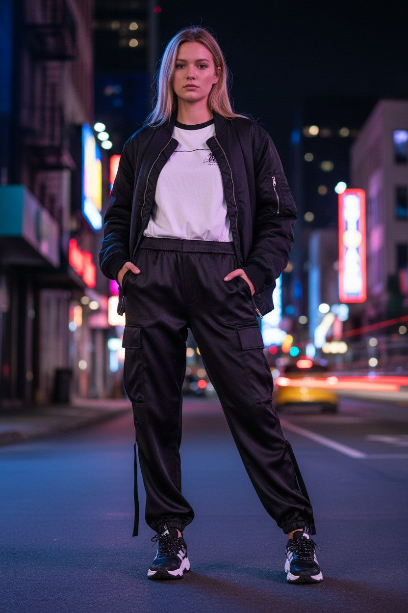 Pantalón Cargo Satinado Mujer ZARA– Talla XS