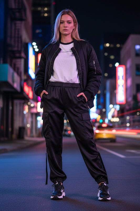 Pantalón Cargo Satinado Mujer ZARA– Talla XS