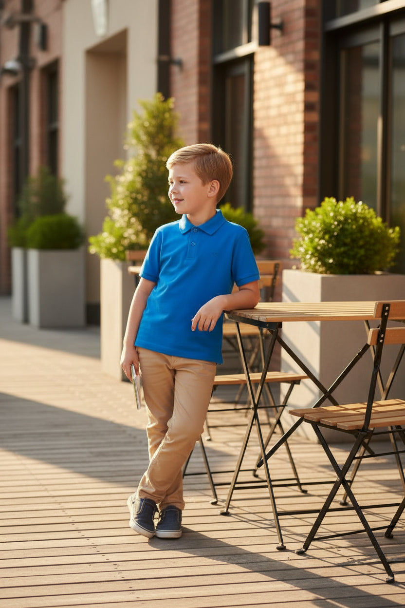 Camisa de Golf para Niño Talla XS – Color Azul marca IZOD (Única Pieza)