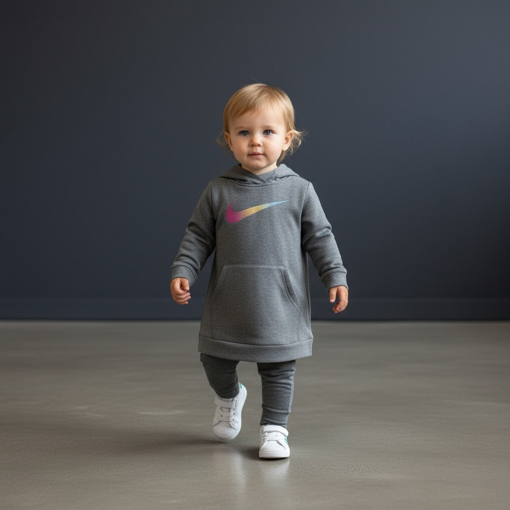 Sudadera con capucha Nike DRI-FIT para niña – Talla 2 a 3 años color gris