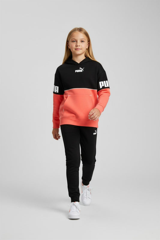 Sudadera Coral y Negra con Capucha para Niña PUMA– Talla S (9-10 años)