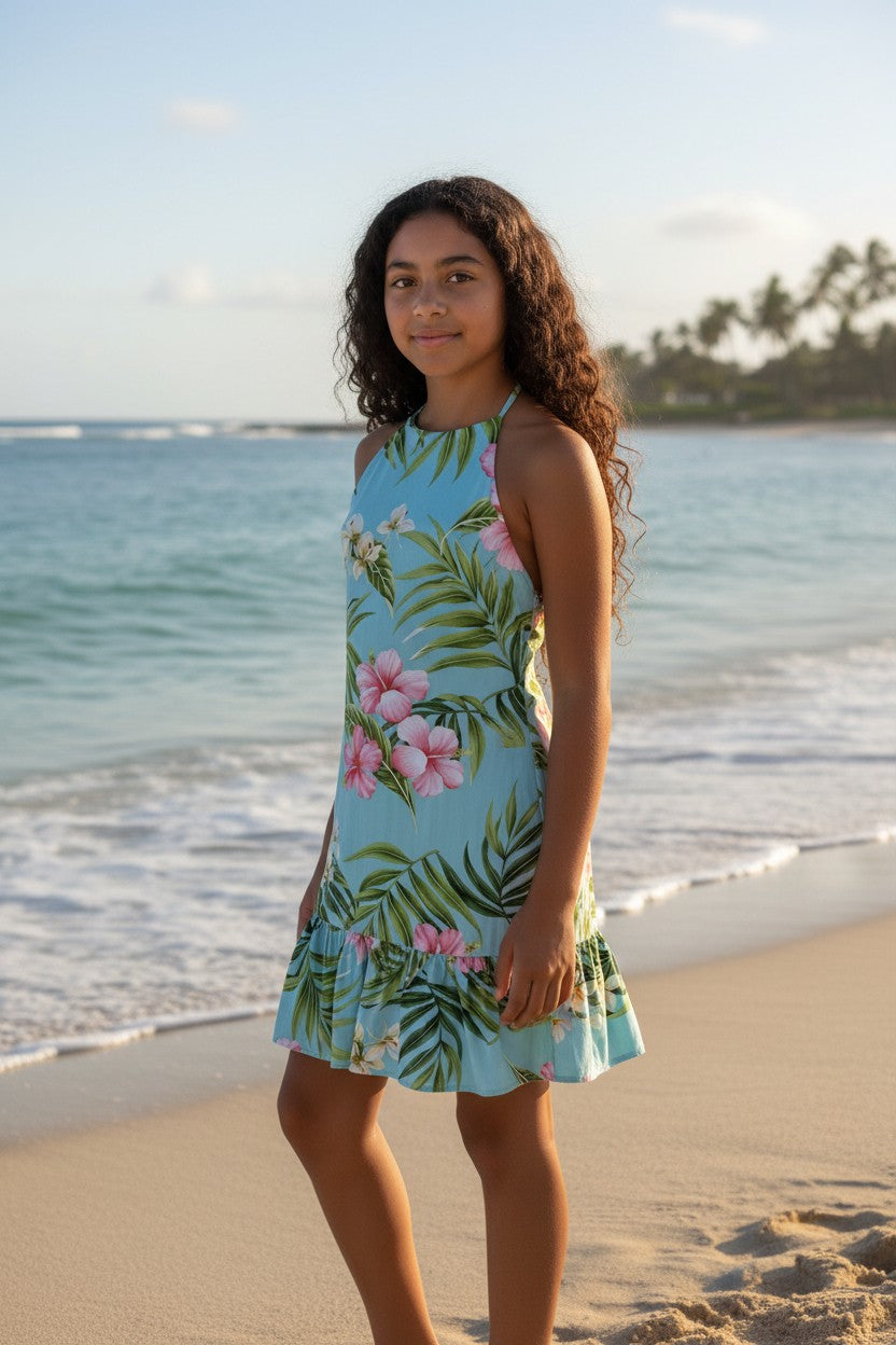 Vestido Verde Floral sin Mangas PUANANI- Talla S