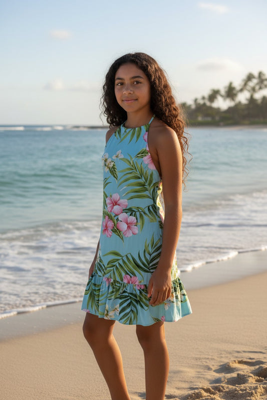 Vestido Verde Floral sin Mangas PUANANI- Talla S