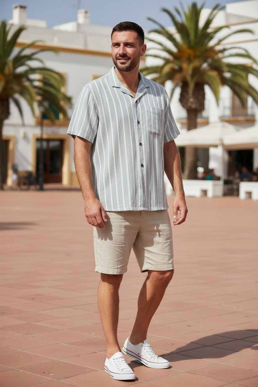 Camisa formal para hombre verde con rayas talla L marca OLD NAVY