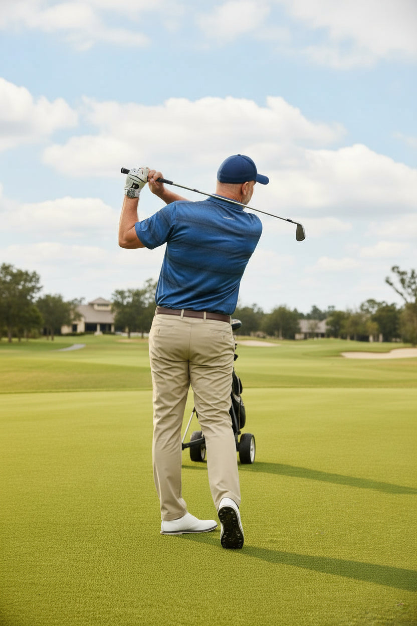 Camisa de golf para hombre talla XXL azul marino a rayas marca GREGNORMAN – Única pieza