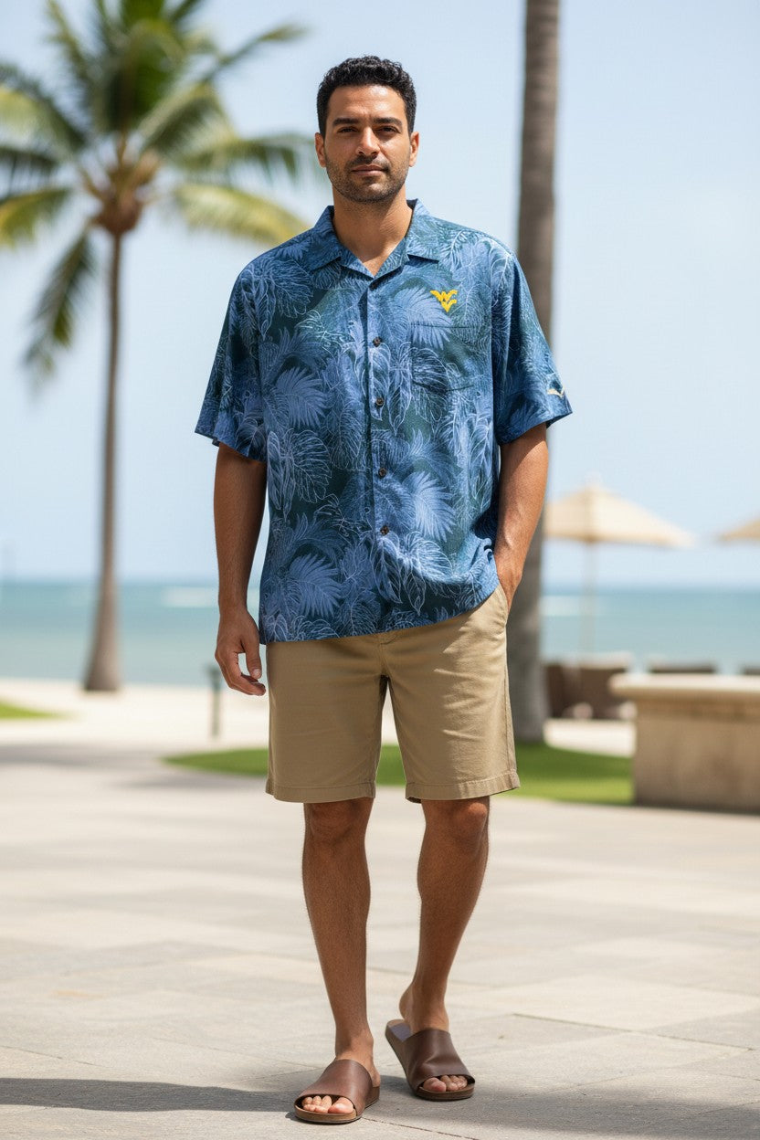 Camisa formal para hombre azul marino estampada talla L marca TOMMY BAHAMA