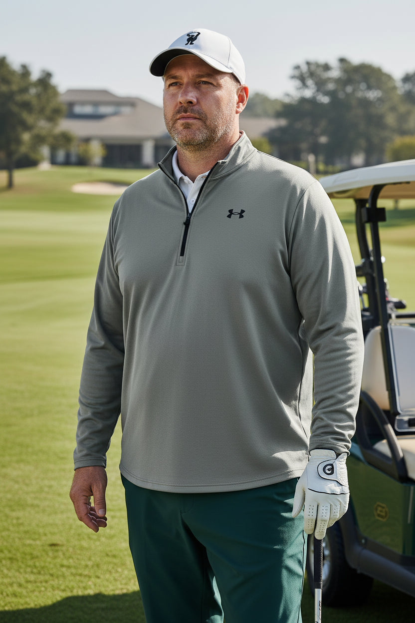 Camisa para hombre Under Armour con manga larga y cierre al cuello – Talla XXL color gris